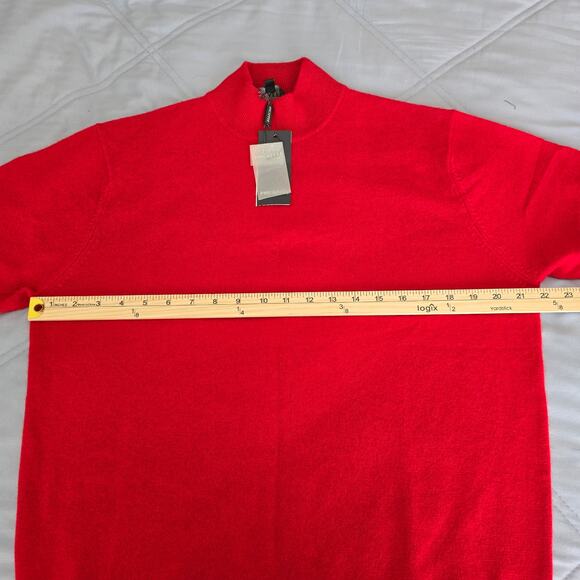 NWT Women's Red Cashmere Sweater M Mock Neck Classic Holiday Christmas Luxury - Picture 4 of 7